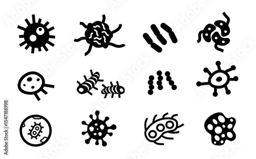 Bacteria vector icon set 