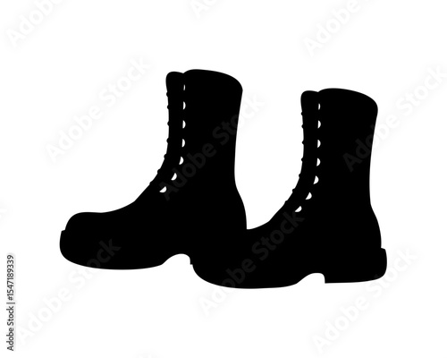 Silhouette of military boots vector, combat boots silhouette vector illustration