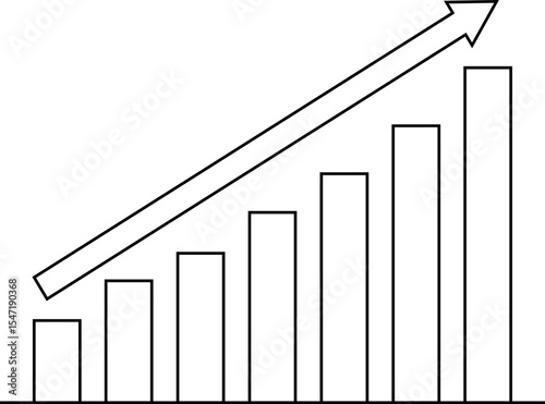 outline business bar graph with arrow representing growth 
