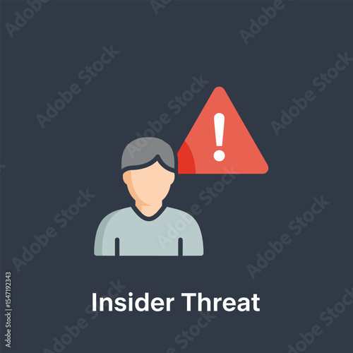 Grey Person Icon Red Warning Triangle Exclamation Mark Insider Threat