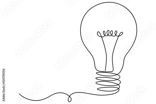 Continuous editable line drawing of light bulb icon in minimal vector style

