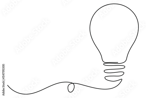 Continuous editable line drawing of light bulb icon in minimal vector style
