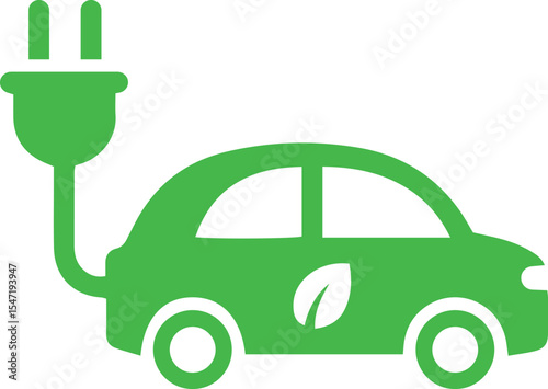 Green energy and eco-friendly car concept, charger connector and charging station icon. hybrid vehicle charging point logo. vector illustration 