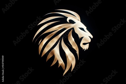 Wallpaper Mural Golden lion profile on black background Torontodigital.ca