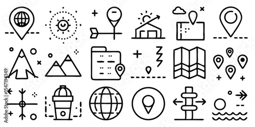 Vector art of location icons set isolated on white background vector