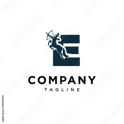 Letter E Centaur Logo Icon Vector