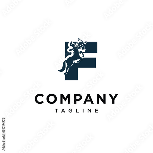Letter F Centaur Logo Icon Vector