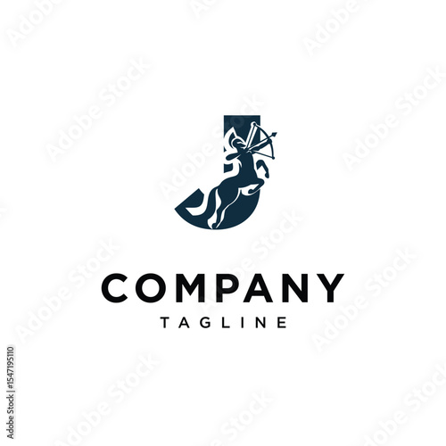 Letter J Centaur Logo Icon Vector