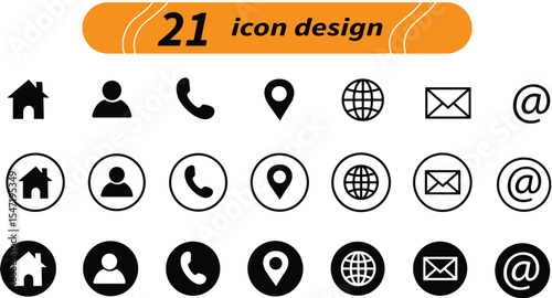 Web Design Vector Icon Set with Glossy Symbols and Buttons
