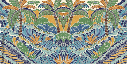 Abstract art pattern of batik with a coastal feel of Java, Indonesia