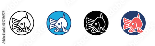 Fish icon sheet multiple style collection