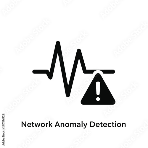 Network Anomaly Detection Icon Black Warning Signal Irregular Heartbeat Line Graph