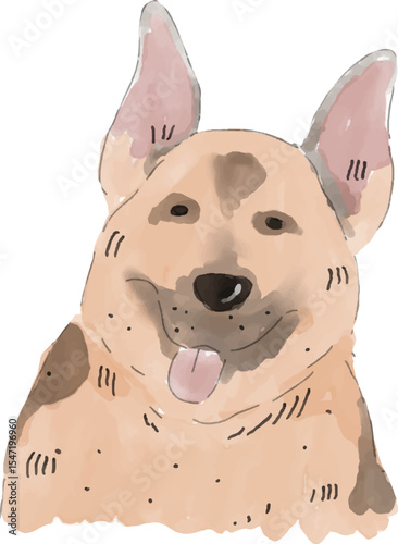 Dog paint watercolor style for templates.