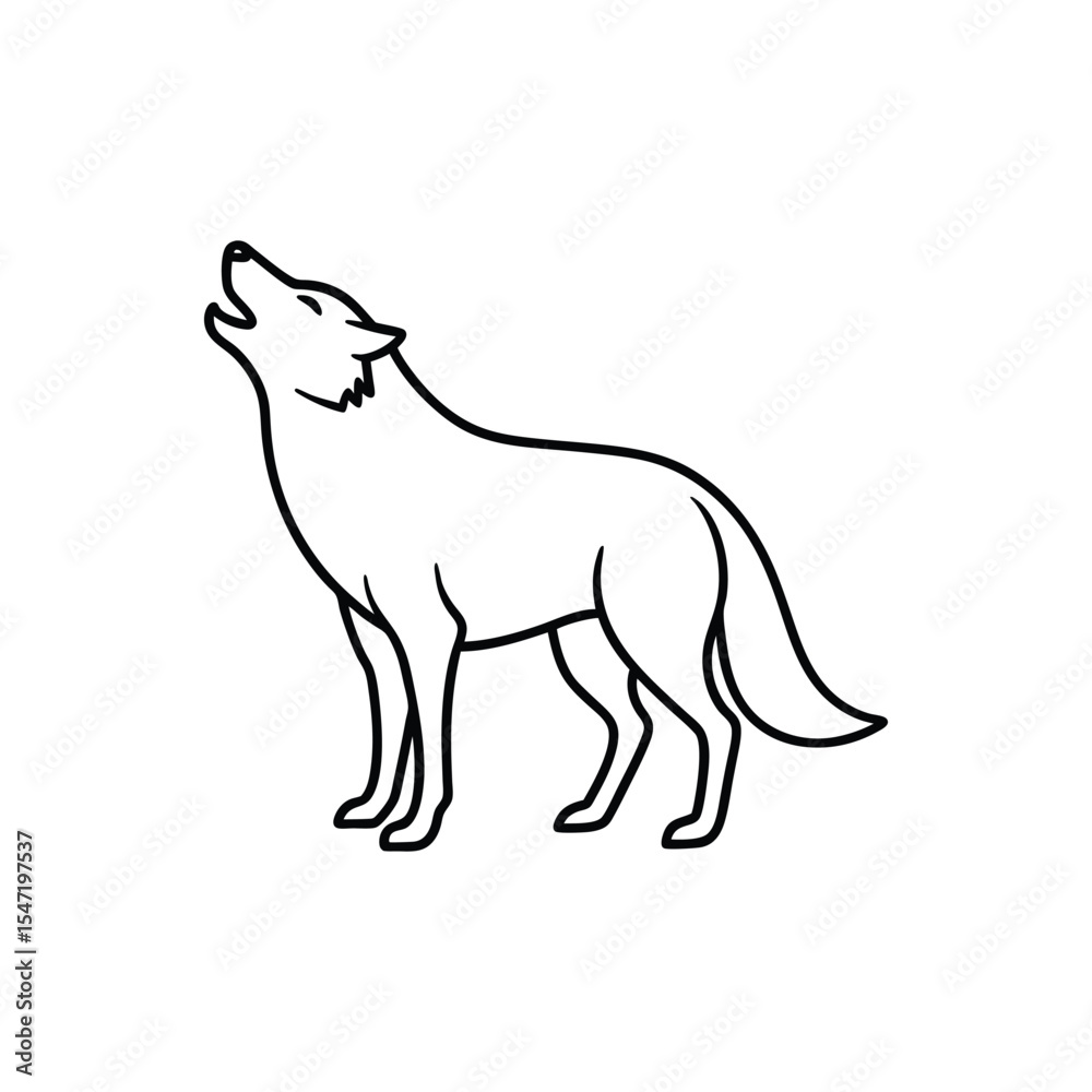 Fototapeta premium howling wolf line art