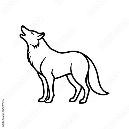 howling wolf line art