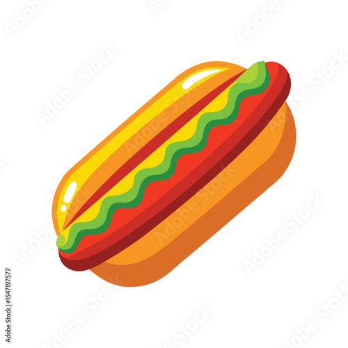 Grilled Hot Dog with Toppings – – Vector Art


