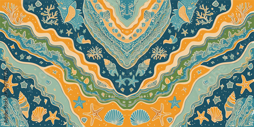 Abstract art pattern of batik with a coastal feel of Java, Indonesia