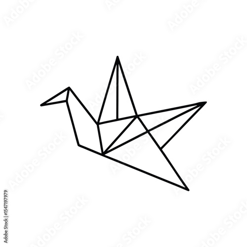 minimalist origami crane line art