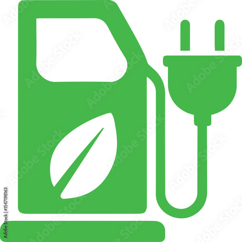 green energy icon , Eco-friendly fuel pump illustration with leaf symbol representing green energy solutions , vector illustration . 