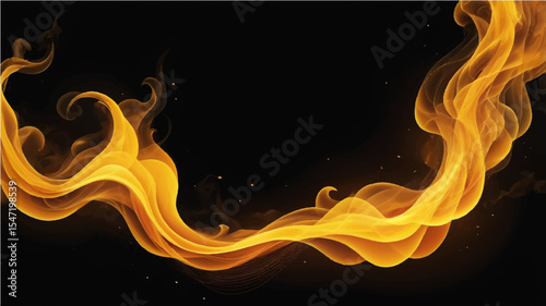 abstract Blazing fire and flames on a black background with intense heat and glowing energy
