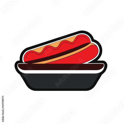 Hot dog in a container vector illustration on white background. Minimal Hot Dog Icon – Simple Line Vector