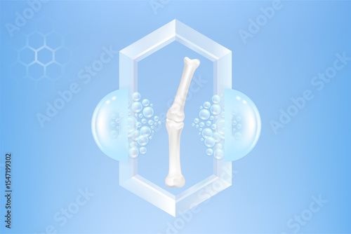 Bone and joint solutions ad, blue collagen with cosmetic advertising background ready to use, illustration vector.