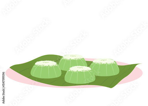 Putu Ayu is an Indonesian steamed pandan cake topped with grated coconut.