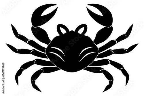 crab tattoo, simple crab outline vector illustration, crab with claws from top view silhouette