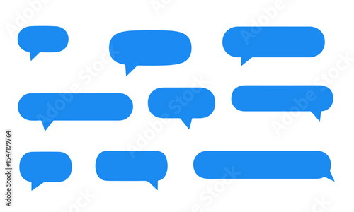 Collection of Blue Message Bubbles and Speech Balloons. Ideal for UI design, chat apps, social media, and designs conveying dialogue or interaction.