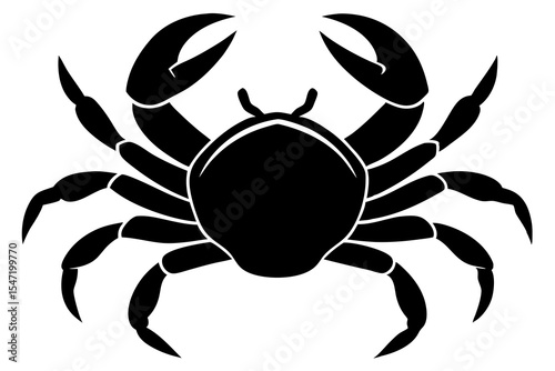 crab tattoo, simple crab outline vector illustration, crab with claws from top view silhouette