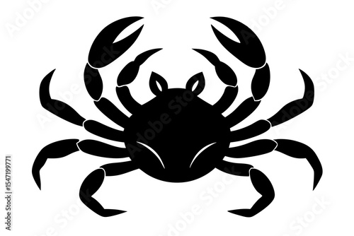 crab tattoo, simple crab outline vector illustration, crab with claws from top view silhouette