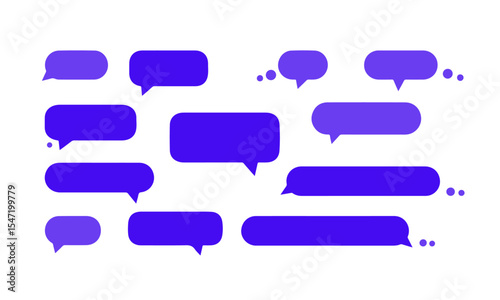 Diverse Collection of Purple Message Bubbles with Typing IndicatorsIdeal for UI design, chat apps, social media, and designs conveying dialogue or interaction.
