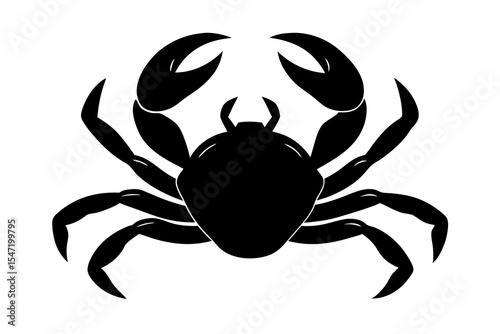 crab tattoo, simple crab outline vector illustration, crab with claws from top view silhouette