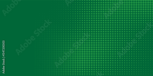 Halftone dots pattern green gradient texture with digital technology background.