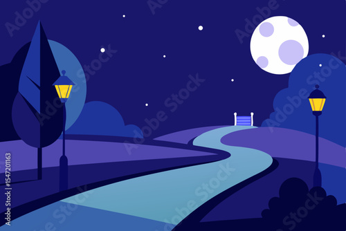 night landscape with moon