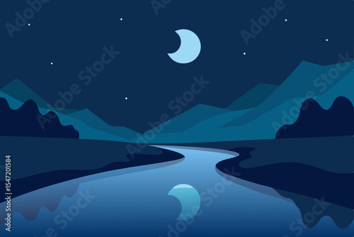 night landscape with moon