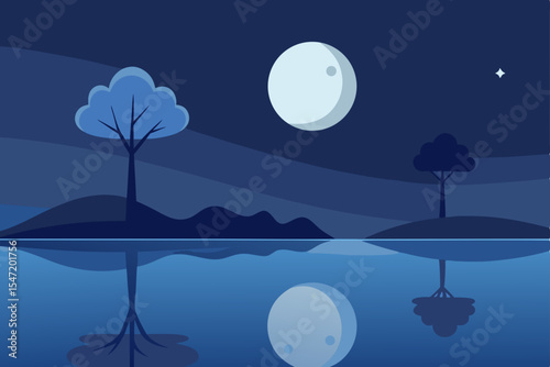 night landscape with moon