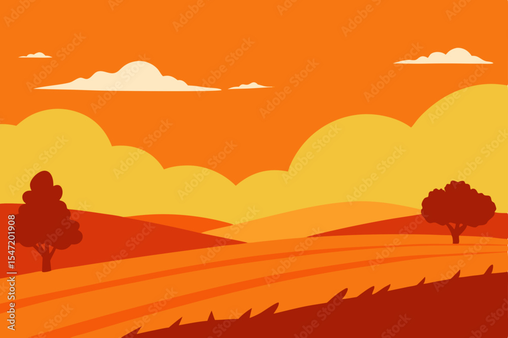 Naklejka premium autumn landscape with trees