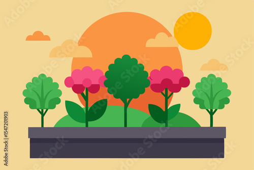 vector illustration of a tree with flowers