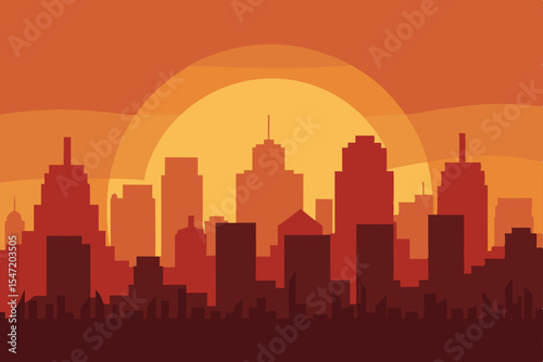 City skylines at sunset, featuring the Chicago and Seattle silhouettes, with urban architecture and towering skyscrapers