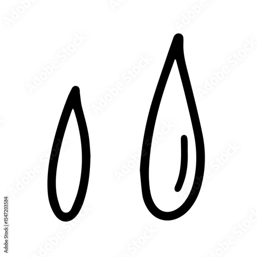Sweat/tear drop icon pictogram. Comic symbol of water droplet, drop of water, and other water flowing down. Hand drawn vector illustration.