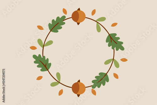 Autumnal Wreath Frame Elegant Fall Design Element for Invitations and Cards