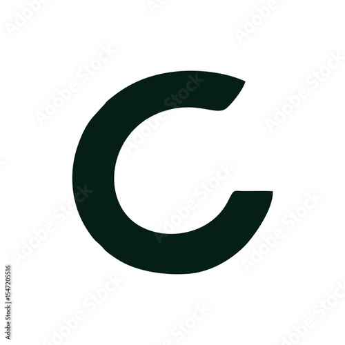 Bold Stylized “C” Logo — Minimal Black Monogram on White Background, A clean, bold vector logo featuring a stylized black letter “C” centered on a white background. The design merges simplicity with s