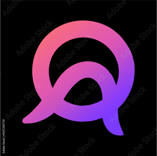 Gradient “Q” Letter Logo with Speech Bubble Tail — Minimalist Communication Symbol,A bold and modern vector logo featuring a stylized letter “Q” with a subtle speech bubble tail, rendered in a smooth 