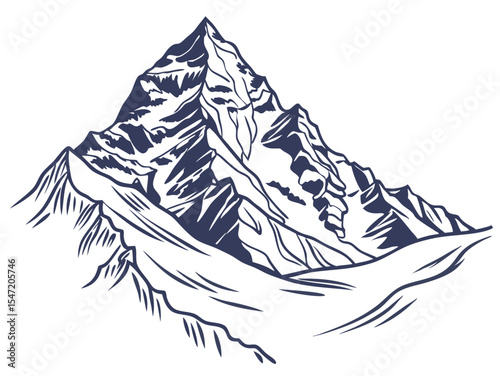 Simple Drawing of Himalaya Mountain Range