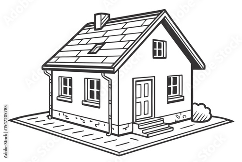 Small House Illustration in Line Style