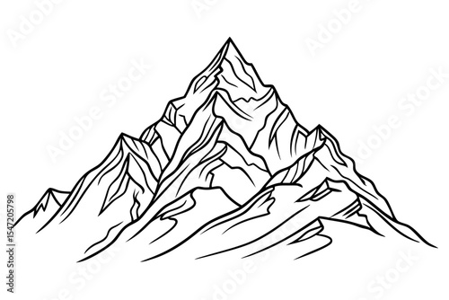 Everest Peak Minimalist Mountain Outline