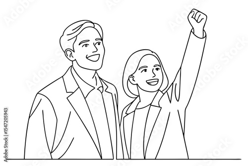 Joyful Office Managers Standing Together Vector