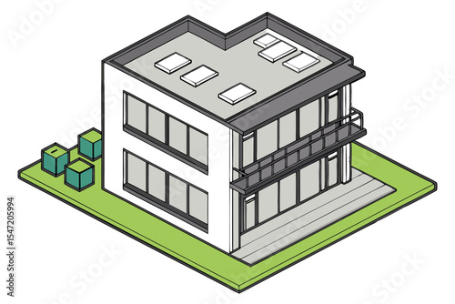 Modern Apartment Complex Top View Vector
