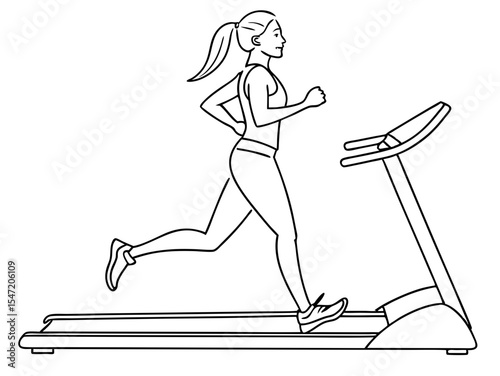 Woman Running on Treadmill Minimal Art